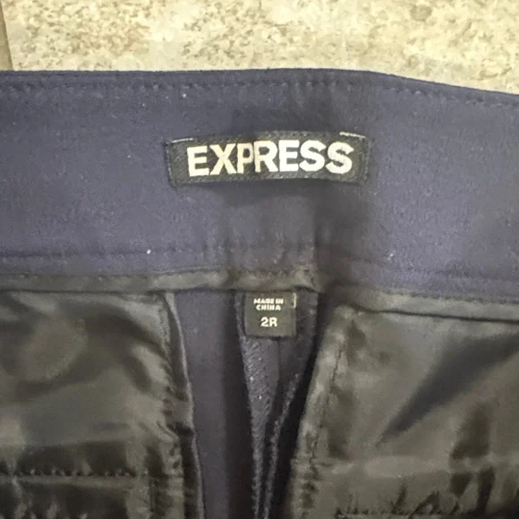Express Navy Trousers with Gold Accents Size 2R - Picture 2 of 5